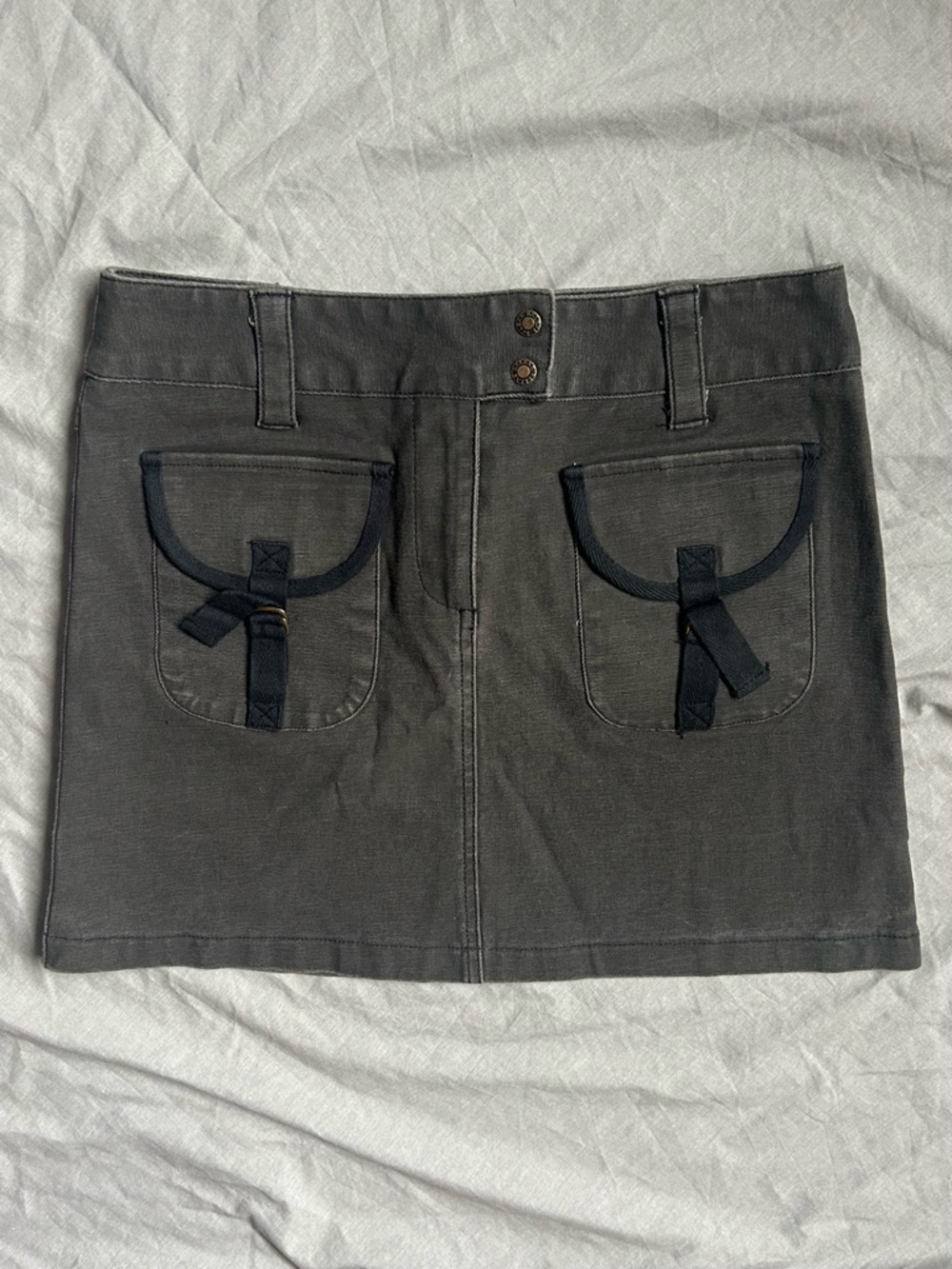 y2k army green canvas cargo mini skirt
